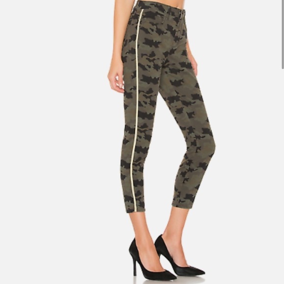 L’AGENCE Margot Stretch Denim Camo Jeans With Gold Side Stripe, New - Picture 3 of 15